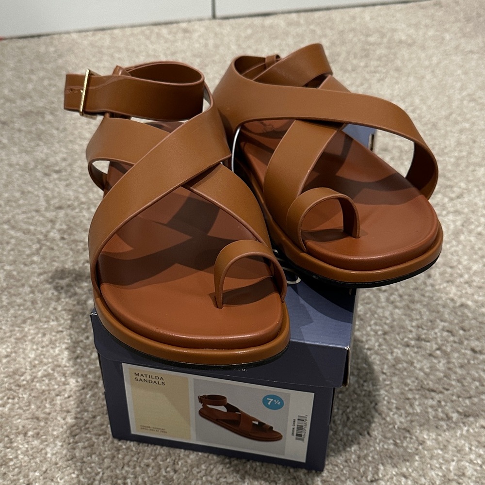 Brown Crisscross Sandals NWT 7.5